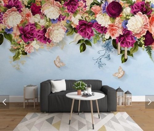 ورق حائط  ثلاثي الأبعاد بنقشة الزهور