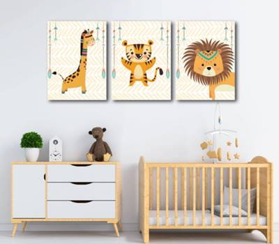 تابلوه أطفال 3 قطع حيوانات