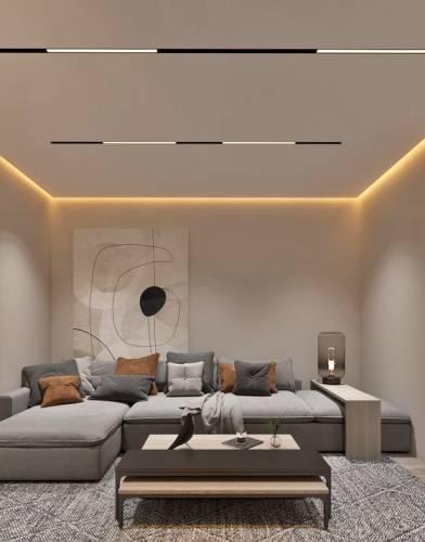 اسقف جبس بورد للصالات مستطيلة اضاءة صفراء