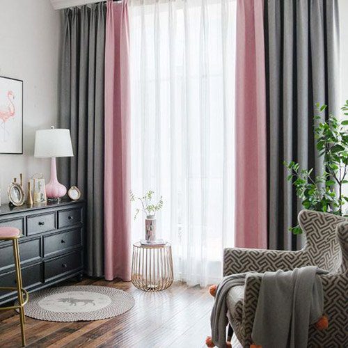 ستائر مودرن رصاصي وزهري