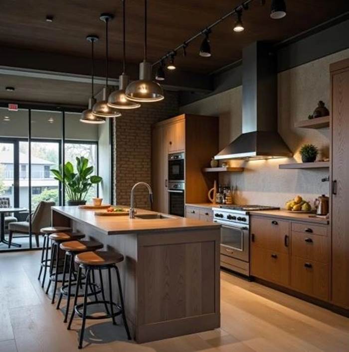 مطبخ مفتوح على غرفة المعيشة