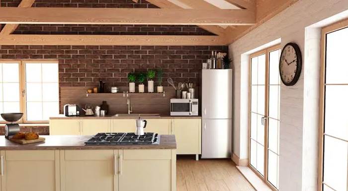 مطبخ مفتوح على غرفة المعيشة