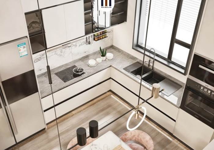 مطبخ مفتوح على غرفة المعيشة