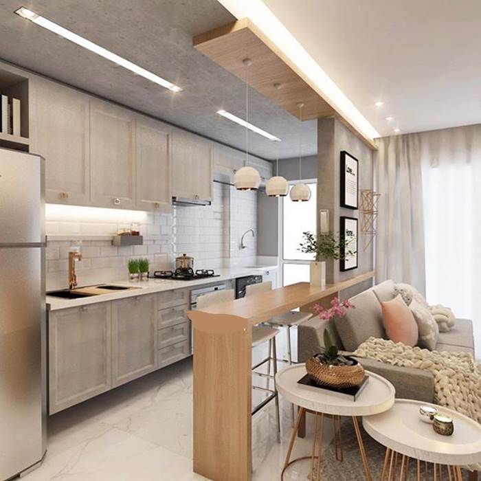مطبخ مفتوح على غرفة المعيشة